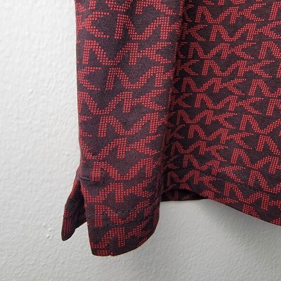 Michael Kors Men's Red & Black Signature Logo Monogram Polo Shirt Size Medium - Picture 5 of 9